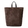 Дамска раница от еко велур и еко кожа в кафяв цвят-3420