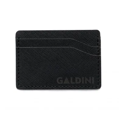 Черен визитник от естествена кожа с лого "GALDINI"-