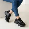 Дамски сникърси от естествена кожа в черен цвят с акценти от ефектна кожа и велур-4624