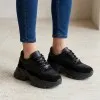 Дамски сникърси от естествена кожа в черен цвят с акценти от ефектна кожа и велур-4624