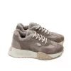 Дамски сникърси от естествена кожа и велур в цвят кашмир с пух-4174