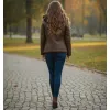 Дамско палто с две лица в  тъмно-кафяв шоколадов цвят в права кройка-1399