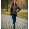 Дамско палто с две лица в  тъмно-кафяв шоколадов цвят в права кройка-1399