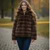 Дамско палто с две лица в  тъмно-кафяв шоколадов цвят в права кройка-1399