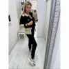 Дамски комплект в комбинация от трико и промазка плат в два цвята с качулка и фирмено лого-1627