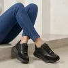 Дамски сникърси от естествена кожа и велур в черен цвят с изчистен дизайн-1324