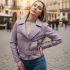 Стилно дамско яке в модерен лилав цвят, съчетаващо елегантност и градски външен вид-4450